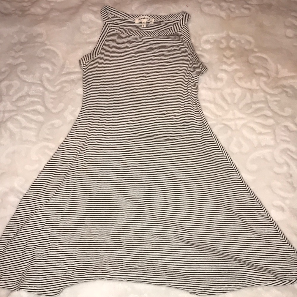 Mini black and white striped dress